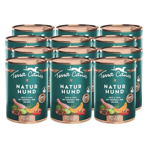 Terra Canis Pute & Ente mit Brokkoli und Melone - Naturhund, 12x400g | Premium Hundefutter in 100% Lebensmittelqualität Aller Rohstoffe | Getreide- & glutenfrei von Terra Canis