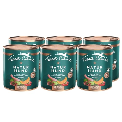 Terra Canis Pute & Ente mit Brokkoli und Melone - Naturhund, 6x800g | Premium Hundefutter in 100% Lebensmittelqualität Aller Rohstoffe | Getreide- & glutenfrei von Terra Canis