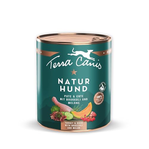 Terra Canis Pute & Ente mit Brokkoli und Melone - Naturhund, 800g | Premium Hundefutter in 100% Lebensmittelqualität Aller Rohstoffe | Getreide- & glutenfrei von Terra Canis