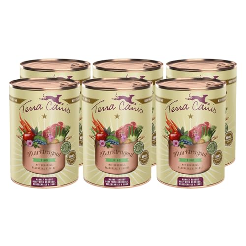 Terra Canis Rind, Brokkoli, Blaubeere & Salbei - Marktragout, 6x385g I Premium Hundefutter in 100% Lebensmittelqualität Aller Rohstoffe I Reichhaltig & gesund, allergenarm & glutenfrei von Terra Canis