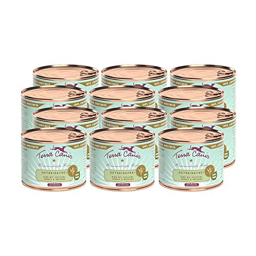 Terra Canis Rind, Zucchini, Kürbis & Oregano - Getreidefreies Nassfutter, 12x200g I Premium Hundefutter in 100% Lebensmittelqualität Aller Rohstoffe I Reichhaltig & gesund, allergenarm & glutenfrei von Terra Canis