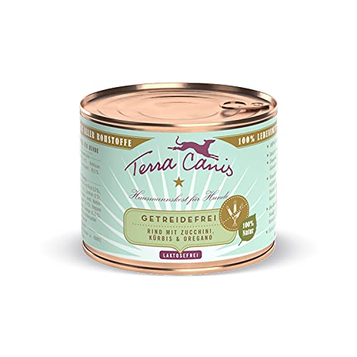 Terra Canis Rind, Zucchini, Kürbis & Oregano - Getreidefreies Nassfutter, 200g I Premium Hundefutter in 100% Lebensmittelqualität Aller Rohstoffe I Reichhaltig & gesund, allergenarm & glutenfrei von Terra Canis