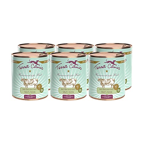 Terra Canis Rind, Zucchini, Kürbis & Oregano - Getreidefreies Nassfutter, 6x800g I Premium Hundefutter in 100% Lebensmittelqualität Aller Rohstoffe I Reichhaltig & gesund, allergenarm & glutenfrei von Terra Canis