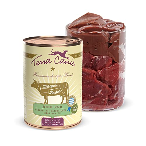 Terra Canis Rind Pur aus Rinderherz und Rinderleber - Metzgers Bestes Nassfutter, 400g I Premium Hundefutter in 100% Lebensmittelqualität Aller Rohstoffe I Reichhaltig, gesund & glutenfrei von Terra Canis