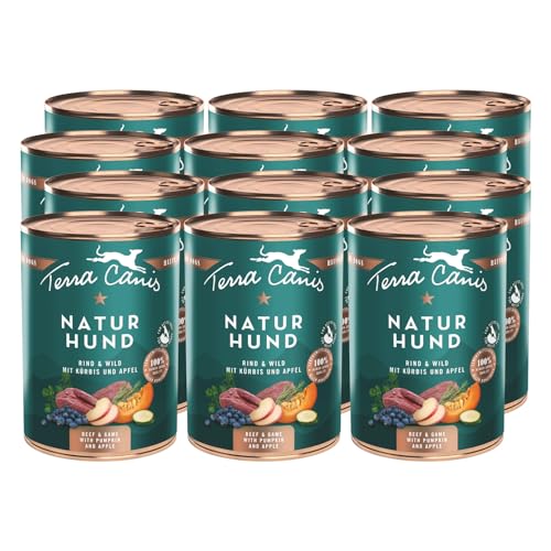 Terra Canis Rind & Wild mit Kürbis, Apfel und Blaubeere - Naturhund, 12x400g | Premium Hundefutter in 100% Lebensmittelqualität Aller Rohstoffe | Getreide- & glutenfrei von Terra Canis