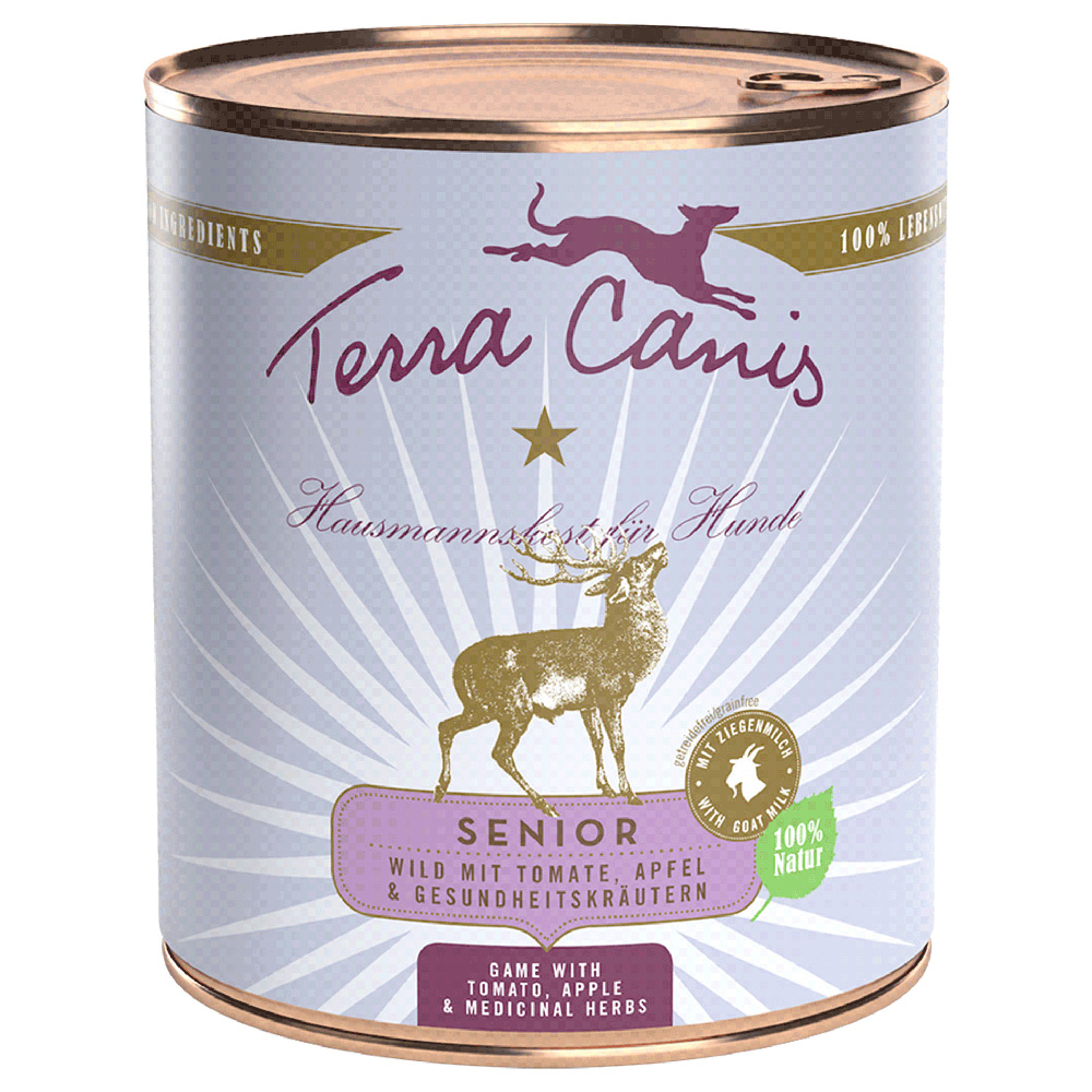 Terra Canis Senior Getreidefrei 6 x 800 g - Wild mit Tomate, Apfel und Gesundheitskräutern von Terra Canis