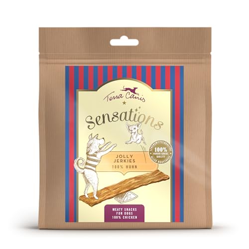 Terra Canis Sensations - Jolly Jerkies 90g I ideal als Kaubeschäftigung I Premium Snack für Hunde in 100% Lebensmittelqualität Aller Rohstoffe I Getreidefrei & glutenfrei (Huhn) von Terra Canis