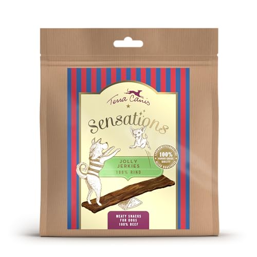 Terra Canis Sensations - Jolly Jerkies 90g I ideal als Kaubeschäftigung I Premium Snack für Hunde in 100% Lebensmittelqualität Aller Rohstoffe I Getreidefrei & glutenfrei (Rind) von Terra Canis