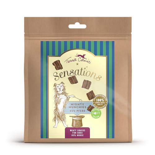 Terra Canis Sensations - Mighty Munchies 90g I Softe Textur und besonders schmackhaft I Premium Snack für Hunde in 100% Lebensmittelqualität Aller Rohstoffe I Getreidefrei & glutenfrei (Pferd) von Terra Canis