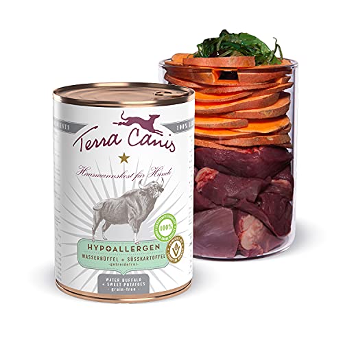 Terra Canis Wasserbüffel mit Süßkartoffel - Hypoallergen Nassfutter, 400g I Premium Hundefutter in 100% Lebensmittelqualität Aller Rohstoffe I Allergenarm, Getreide & glutenfrei von Terra Canis