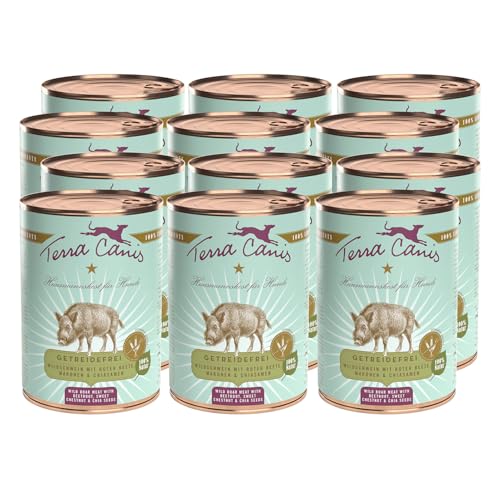 Terra Canis Wildschwein, Rote Bete, Maronen & Chiasamen - Getreidefreies Nassfutter, 12x400g I Premium Hundefutter in 100% Lebensmittelqualität Aller Rohstoffe I Reichhaltig, gesund & glutenfrei von Terra Canis