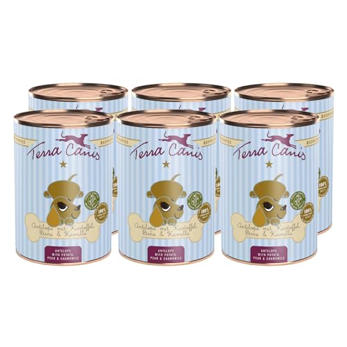 Terra Canis Antilope, Birne, Kastanie & Kamille - Welpen Nassfutter, 6x400g I Premium Hundefutter in 100% Lebensmittelqualität Aller Rohstoffe I Reichhaltig & gesund I Getreide - & glutenfrei von Terra Canis