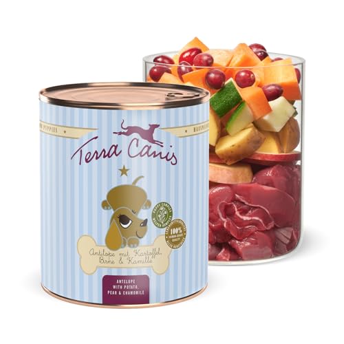 Welpen Terra Canis Antilope, Birne, Kastanie & Kamille - Welpen Nassfutter, 800g I Premium Hundefutter in 100% Lebensmittelqualität Aller Rohstoffe I Reichhaltig & gesund I Getreide - & glutenfrei von Terra Canis