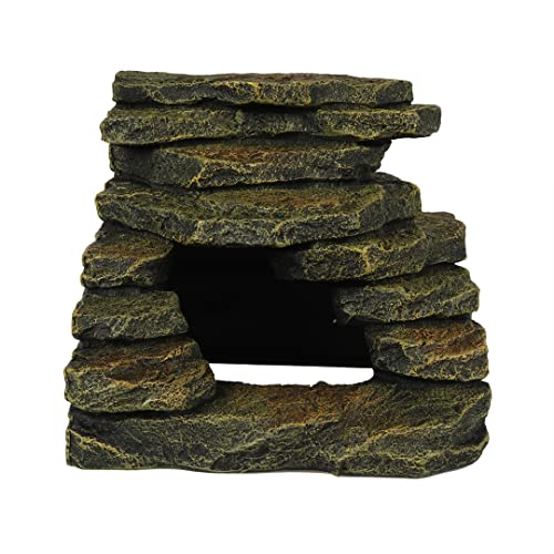 Terra Della, Säule M – 18,5 x 18,4 x 16 cm, aus Polyesterharz, harmlos und verblasst Nicht, mit Plattform zum Sonnenbaden & Unterschlupf, realistisch von Terra Della