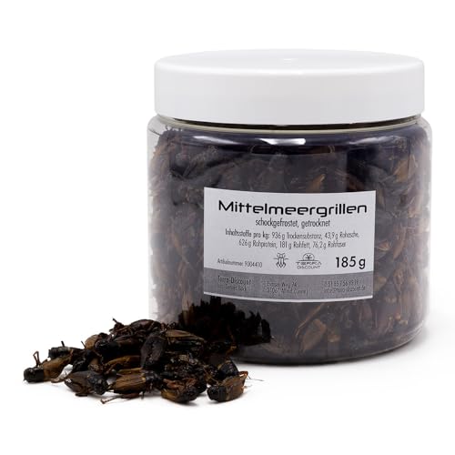 Terra Discount Futter Insekten für Reptilien & Amphibien, Nager, Igel, Schildkröten und weitere Heimtiere (185g, Mittelmeergrille Adult) von Terra Discount