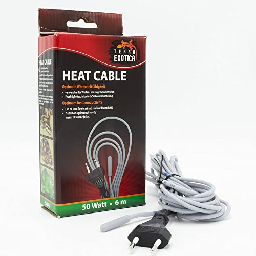 Terra Exotica Heizkabel - 50 Watt / 6 m Heat Cable - Bodenheizung für Terrarien - Terrarium Heizung - Silikonheizkabel für optimale Wärmeleitfähigkeit von Terra Exotica