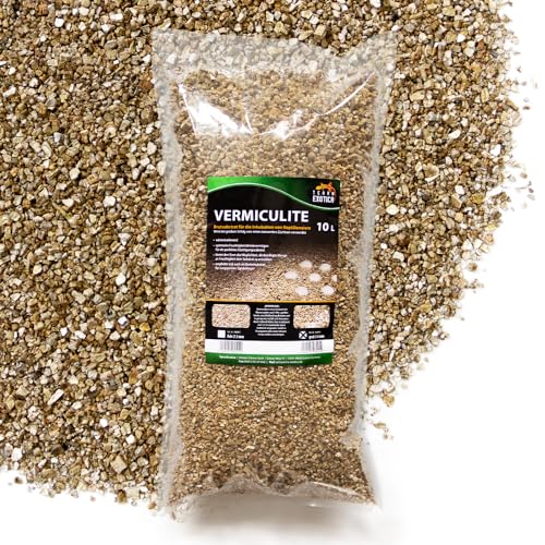 Vermiculite grob 3-6 mm Terrarium Bodengrund - Terrariensubstrat Brutsubstrat für Reptilien - Inkubationssubstrat für Reptilieneier - steril, bakterien- und keimfrei (ca. 10 Liter) von Terra Exotica