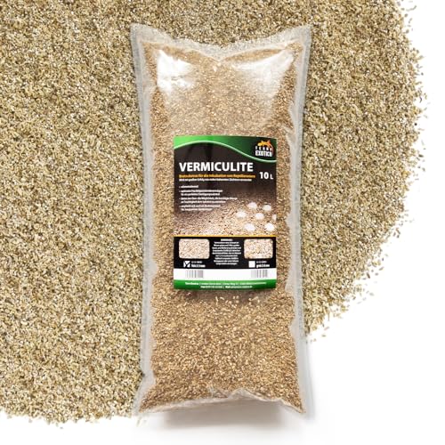 Vermiculite fein 2-3 mm Terrarium Bodengrund - Terrariensubstrat Brutsubstrat für Reptilien - Inkubationssubstrat für Reptilieneier - steril, bakterien- und keimfrei (ca. 10 Liter) von Terra Exotica