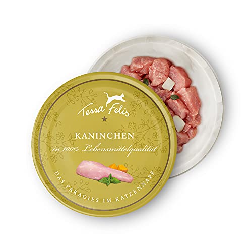 TERRA FELIS Kaninchen, Mono-Protein Nassfutter, 80g I Premium Katzennahrung in 100% Lebensmittelqualität Aller Rohstoffe I Hohe Akzeptanz, 90% Fleischanteil, getreidefrei I Alleinfuttermittel von Terra Felis