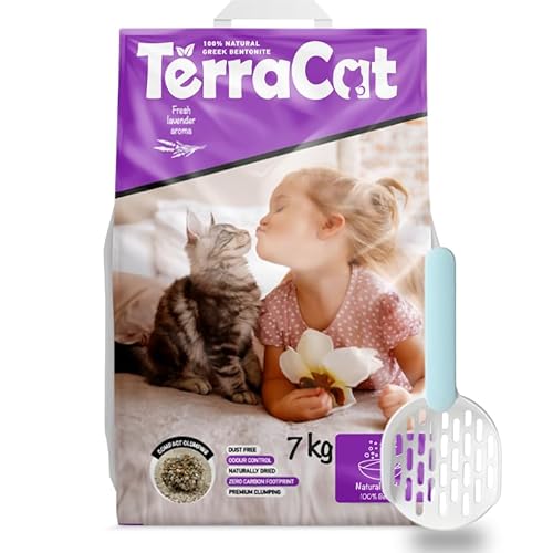 Terracat Katzenzubehör Erstausstattung: Katzenklo mit Deckel - Katzenstreu Klumpstreu - Katzenklo Matte - Katzenklo Schaufel ; Katzentoiletten & Zubehör Set (9L (Pack of 2), Lavender) von Terracat