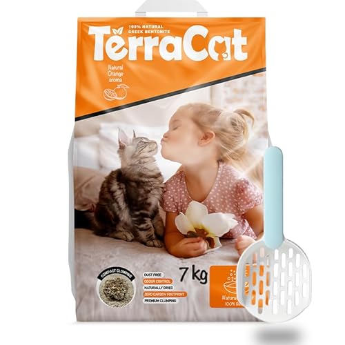 Terracat Katzenzubehör Erstausstattung: Katzenklo mit Deckel - Katzenstreu Klumpstreu - Katzenklo Matte - Katzenklo Schaufel ; Katzentoiletten & Zubehör Set (9L (Pack of 2), Orange) von Terracat