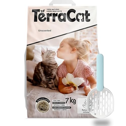 Terracat Katzenstreu 9L-7Kg, Katzenklo Schaufel - Langlebige Schaufel Katzenklo, Katzenstreu Schaufel mit Griff, Einfach zu Reinigen, Kotschaufel für Katzen, Hunde, Haustiere, Weiß 26cm, Unparfümiert von Terracat