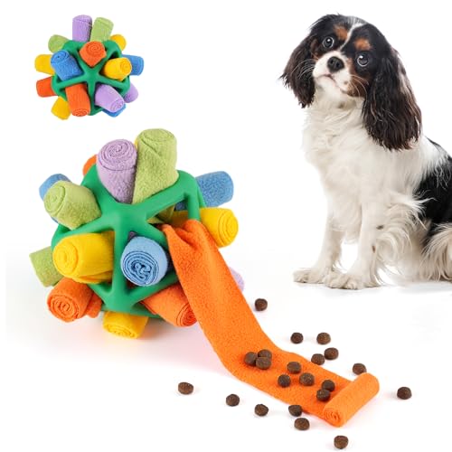 Tesytto Snuffle Ball Hundespielzeug, interaktives Haustier-Doy, fördert natürliche Futtersuchfähigkeiten, langsames Essen, tragbares Haustierspielzeug (Buntes Grün) von Tesytto