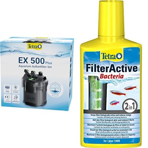 Tetra Aquarium Außenfilter EX 500 Plus - leistungsstarker Filter für Aquarien bis 100 L + Tetra FilterActive Bacteria, 250 ml von Tetra