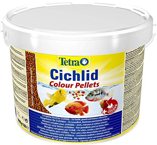 Tetra Cichlid Colour Pellets - Fischfutter für intensive und leuchtende Farben, besonders für Buntbarsche mit roter, oranger und gelber Färbung, 10 L Eimer von Tetra