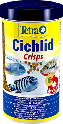 Tetra Cichlid Crisps - Fischfutter für Cichliden mit natürlichen Farbverstärkern, minimale Wasserbelastung, geeignet für Futterautomaten, 500 ml Dose von Tetra