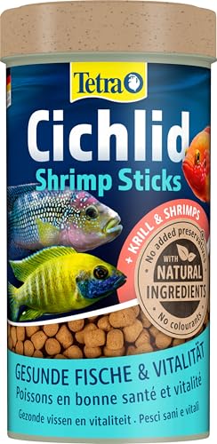 Tetra Cichlid Shrimp Sticks - ausgewogenes und vollwertiges Fischfutter für alle fleischfressenden Cichliden, mit hohem Shrimpanteil, 250 ml Dose von Tetra