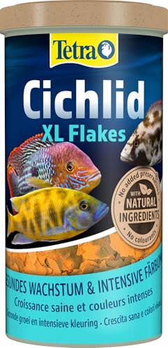 Tetra Cichlid XL Flakes - Fischfutter in Form großer Flocken für größere Cichliden und andere große Zierfische, 1 L Dose von Tetra