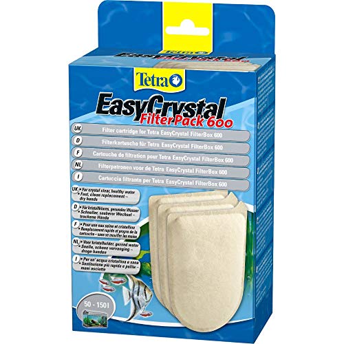 Tetra EasyCrystal Filter Pack 600 Filterpads, Filtermaterial für EasyCrystal Innenfilter, integrierter Timestrip zeigt Wechsel an, geeignet für Aquarien von 50-150 Liter, 3 Stück von Tetra