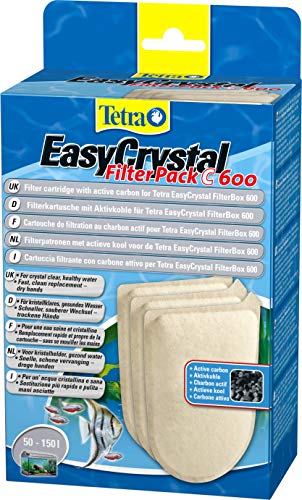 Tetra EasyCrystal Filter Pack C600 Filterpads mit Aktivkohle, Filtermaterial für EasyCrystal Innenfilter, geeignet für Aquarien von 50-150 Liter, 3 Stück von Tetra