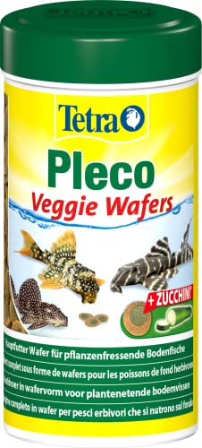 Tetra Pleco Veggie Wafers - Fischfutter für pflanzenfressende Bodenfische, Alleinfutter mit mineralreicher Zucchini für verbesserte Vitalität, 250 ml Dose von Tetra