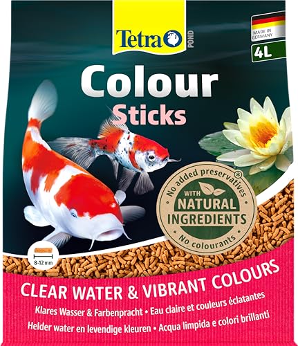 Tetra Pond Colour Sticks - Fischfutter für Teichfische, für natürliche Farbenpracht und klares Wasser im Teich, 4 L Beutel von Tetra