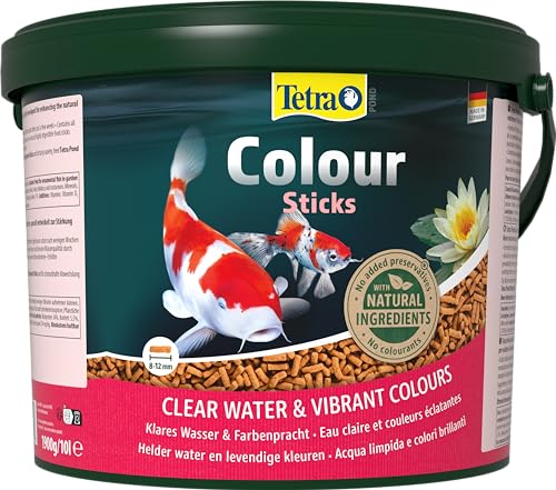 Tetra Pond Colour Sticks - Fischfutter für Teichfische, für natürliche Farbenpracht und klares Wasser im Teich, 10 L Eimer von Tetra