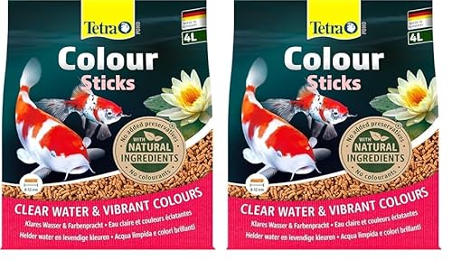 Tetra Pond Colour Sticks - Fischfutter für Teichfische, für natürliche Farbenpracht und klares Wasser im Teich, 4 L Beutel (Packung mit 2) von Tetra