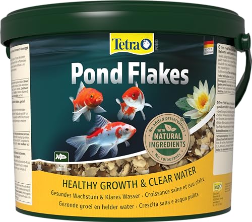 Tetra Pond Flakes - Fischfutter-Flocken für kleinere und junge Teichfische, für eine abwechslungsreiche und ausgewogene Ernährung, 10 L Eimer von Tetra