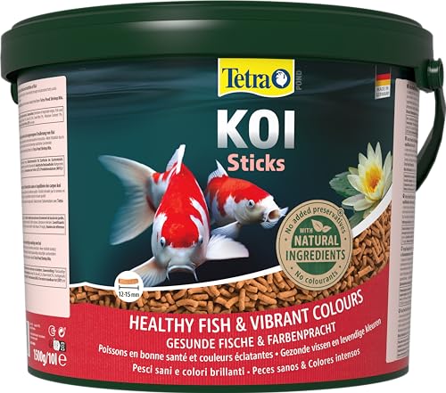 Tetra Pond Koi Sticks - Koi-Futter für farbenprächtige Fische und eine verbesserte Wasserqualität, 10 L Eimer von Tetra