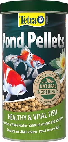 Tetra Pond Pellets - Fischfutter für alle Teichfische, unterstützt gesunde Fische und klares Wasser im Teich, 1 L Dose von Tetra