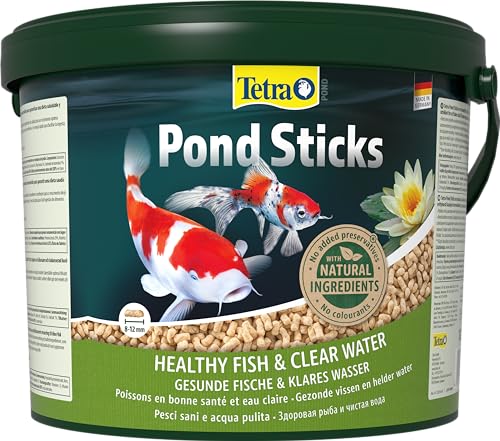 Tetra Pond Sticks - Fischfutter für alle Teichfische, unterstützt gesunde Fische und klares Wasser im Teich, 10 L Eimer von Tetra