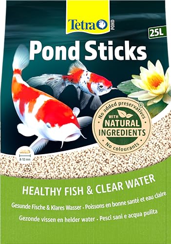 Tetra Pond Sticks - Fischfutter für alle Teichfische, unterstützt gesunde Fische und klares Wasser im Teich, 25 L Beutel von Tetra