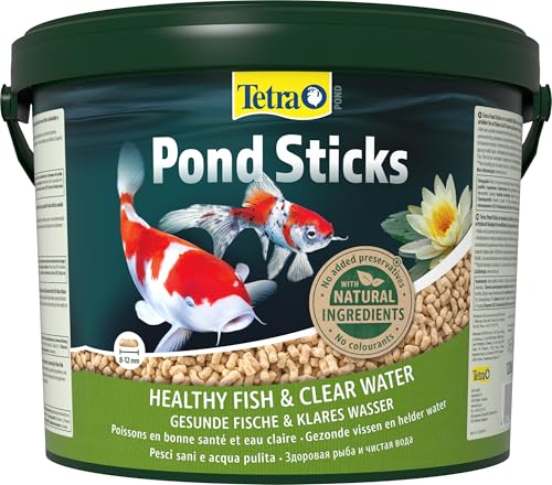 Tetra Pond Sticks - Fischfutter für alle Teichfische, unterstützt gesunde Fische und klares Wasser im Teich, 10 L Eimer von Tetra