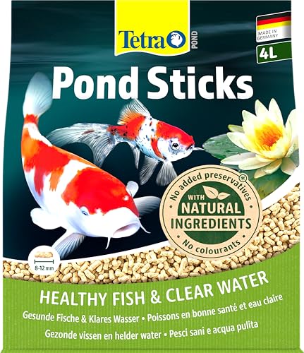 Tetra Pond Sticks - Fischfutter für alle Teichfische, unterstützt gesunde Fische und klares Wasser im Teich, 4 L Beutel von Tetra