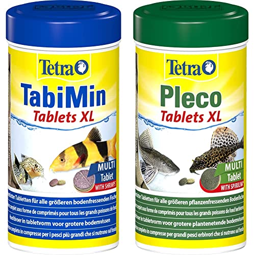 Tetra Tablets TabiMin XL - Tabletten Fischfutter, insbesondere für Bodenfische mit größerem, unterständigem Maul, 133 Tabletten Dose & Pleco XL Tablets – Nährstoffreiches Fischfutter, 133 Tabletten von Tetra