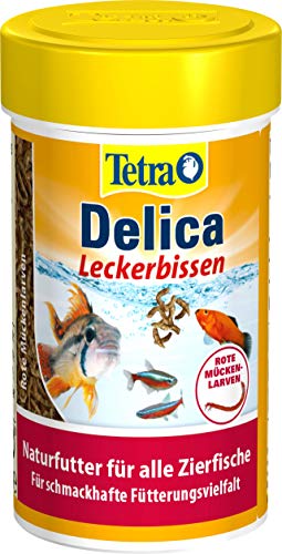 TetraDelica Bloodworms, Naturfutter für Zierfische, enthält zu 100% gefriergetrocknete rote Mückenlarven, 100 ml Dose von Tetra