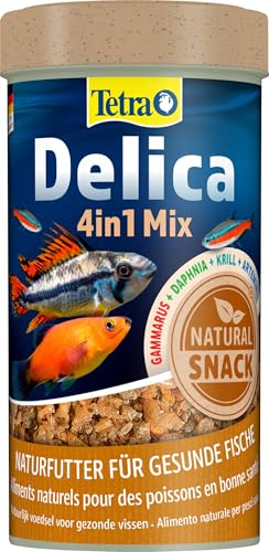 Tetra Delica Mix Naturfutter - Mischung mit 4 verschiedenen Futtertiere (Wasserflöhe, Artemia, Krill, Gammarus), natürliche Snacks für Zierfische, 250 ml Dose von Tetra