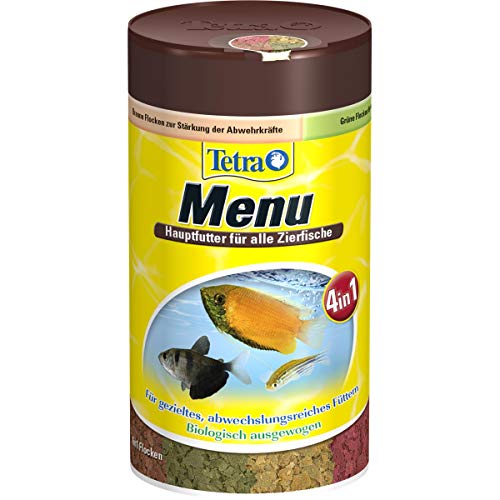 Tetra Min Menu Fischfutter - Hauptfuttermix mit 4 Spezialflocken in getrennten Kammern, abwechslungsreiches Futter für alle Zierfische, 100 ml Dose von Tetra