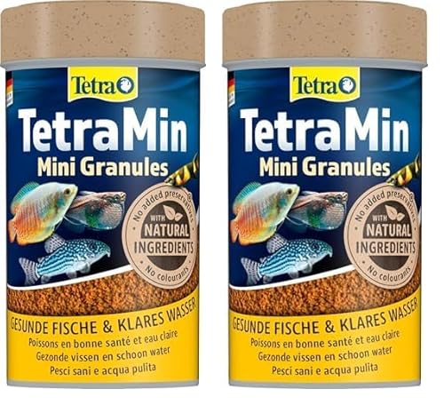 TetraMin Mini Granules - langsam absinkendes Fischfuter für kleine Zierfische wie z.B. Salmler und Barben, 100 ml Dose (Packung mit 2) von Tetra